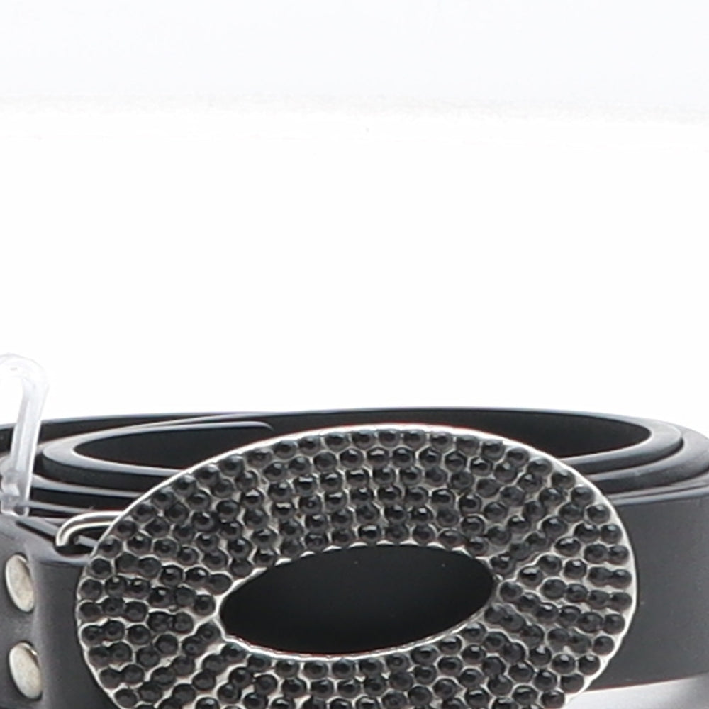 Preworn Womens Black Solid Polyurethane Dress Belt Belt One Size