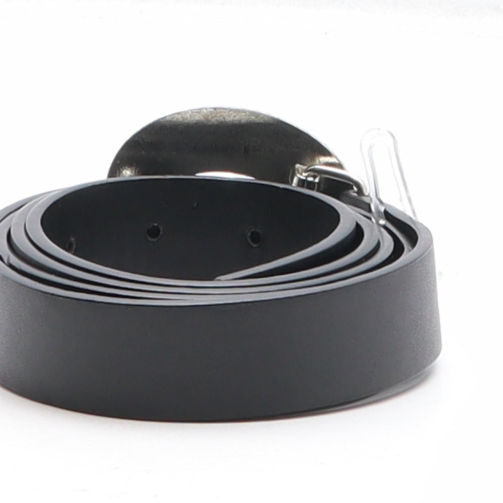 Preworn Womens Black Solid Polyurethane Dress Belt Belt One Size