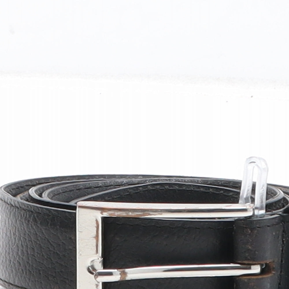 Cotton Traders Mens Black Solid Leather Dress Belt Belt Size XL