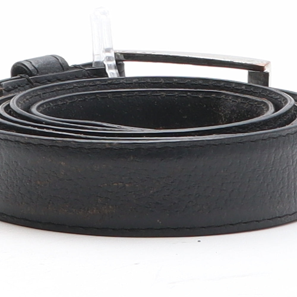 Cotton Traders Mens Black Solid Leather Dress Belt Belt Size XL