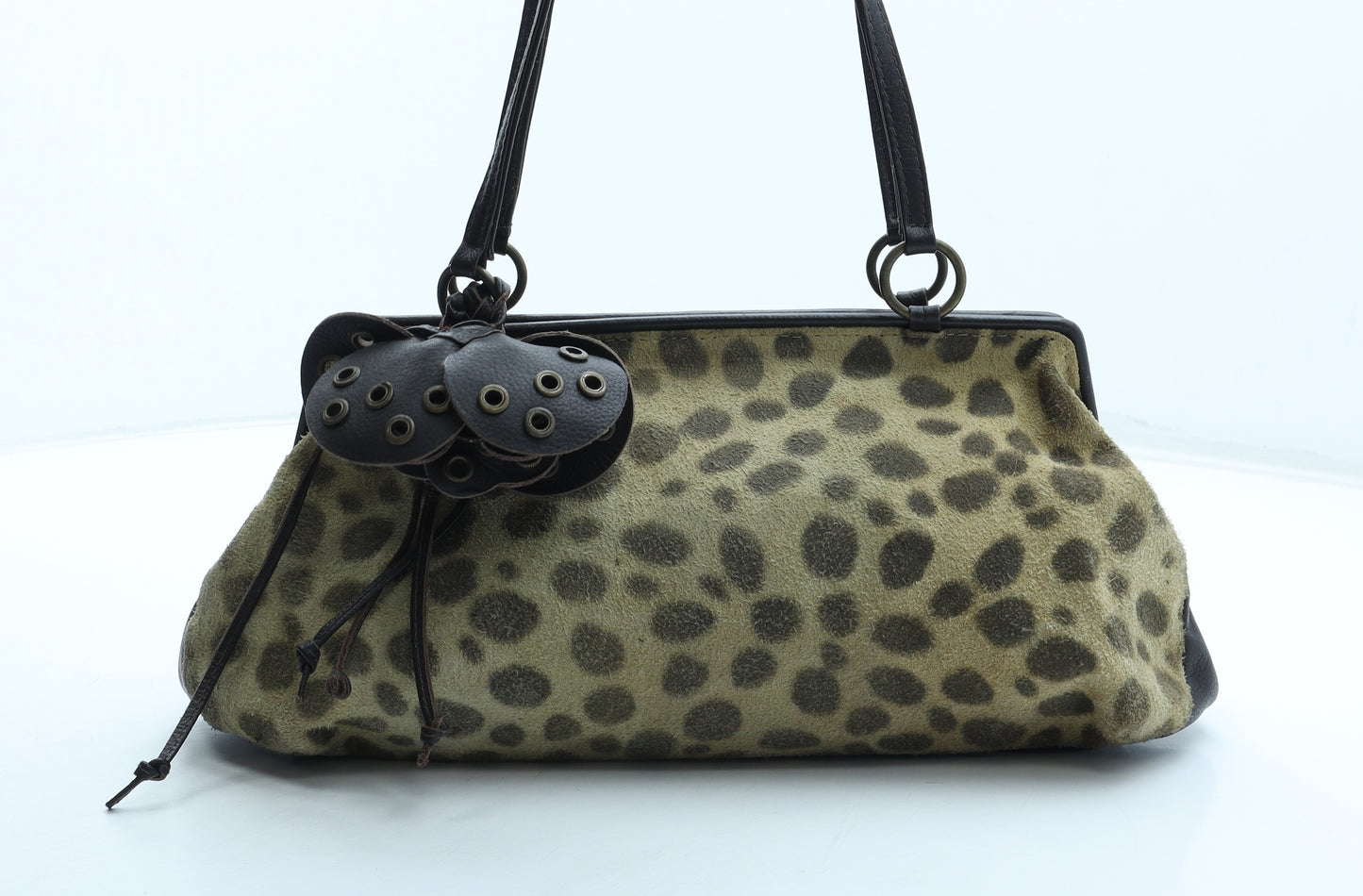 Jigsaw Womens Brown Animal Print Leather Shoulder Bag Size Small - Leopard Pattern