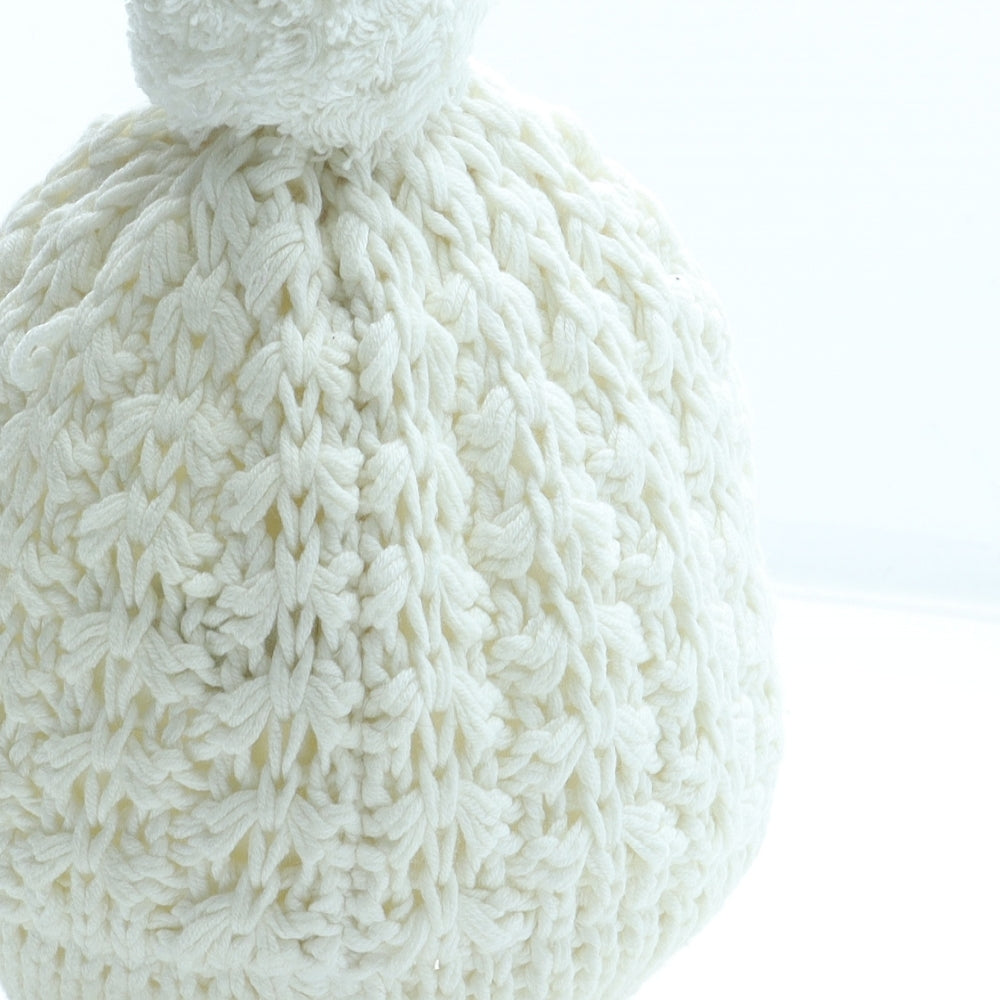 Gap Womens White Acrylic Bobble Hat One Size