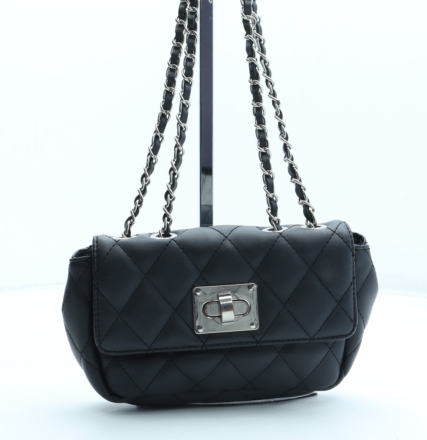 Dorothy Perkins Womens Black Polyurethane Shoulder Bag Size Small