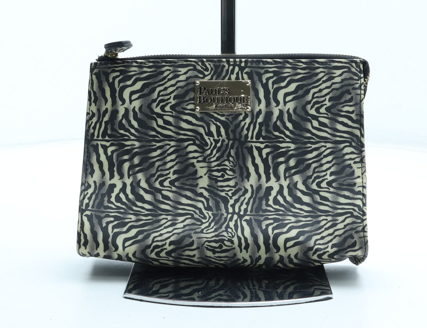 Paul's Boutique Womens Black Animal Print Polyurethane Clutch Size Small - Tiger Pattern