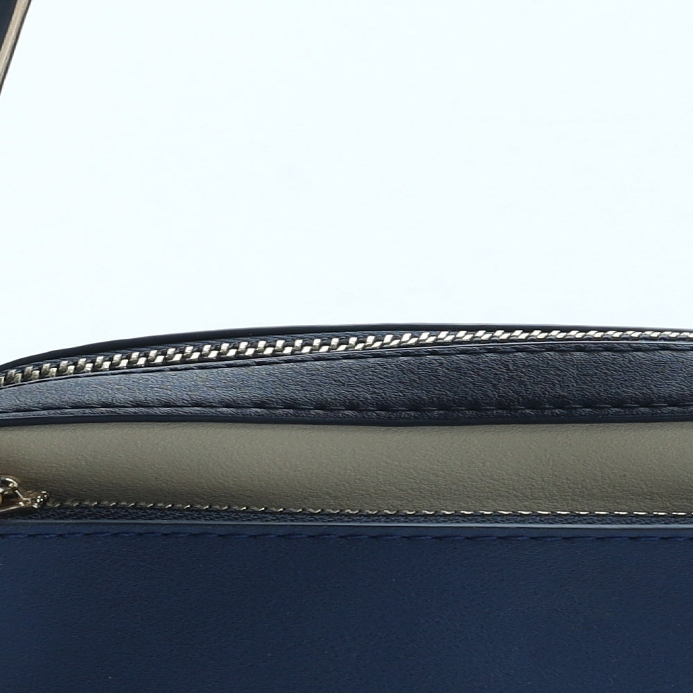 Accessorize Womens Blue Colorblock Polyurethane Crossbody Size Small