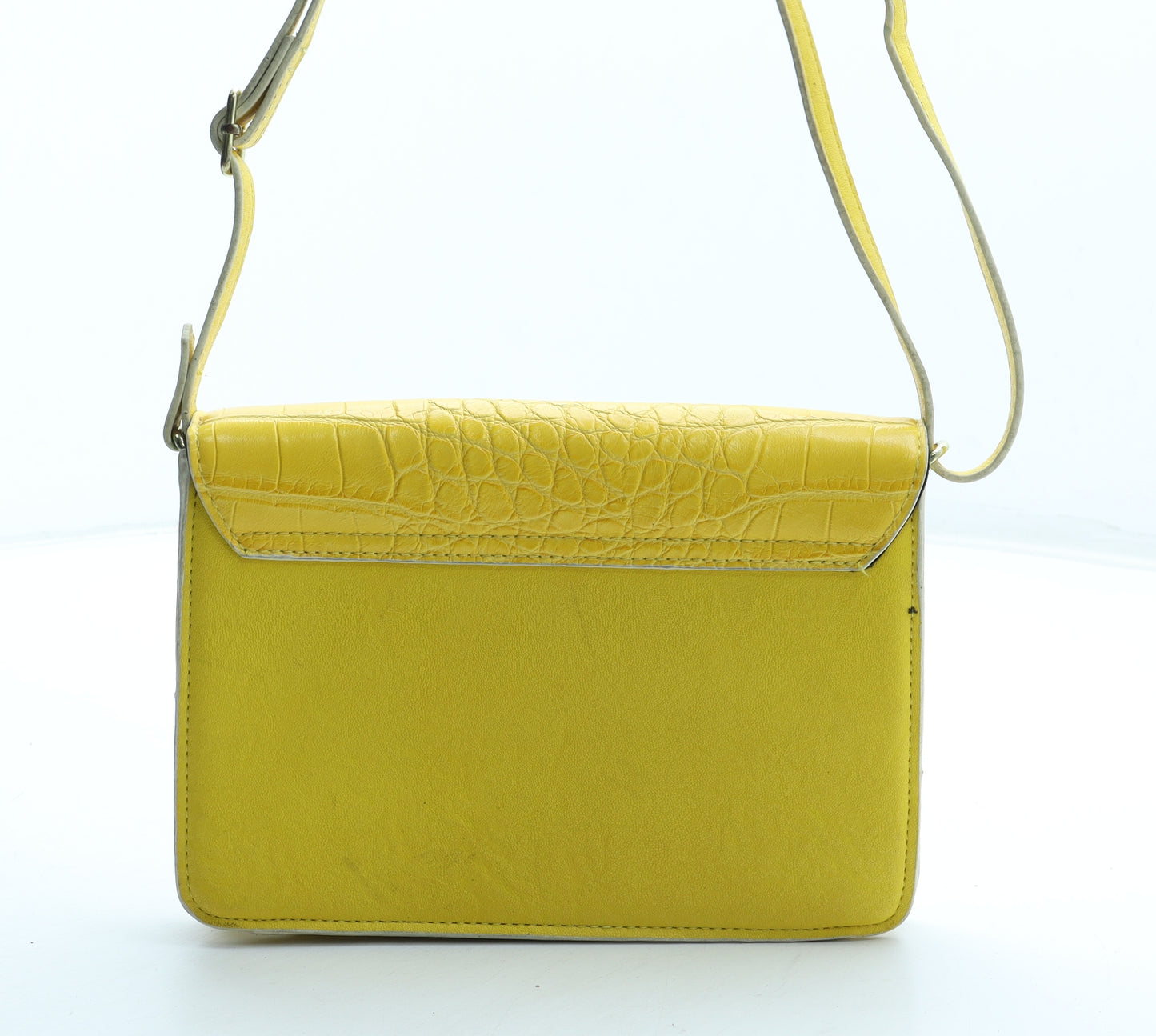 Dorothy Perkins Womens Yellow Polyurethane Crossbody Size Small - Croc Texture