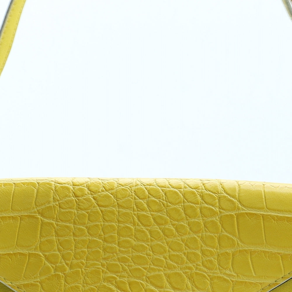 Dorothy Perkins Womens Yellow Polyurethane Crossbody Size Small - Croc Texture
