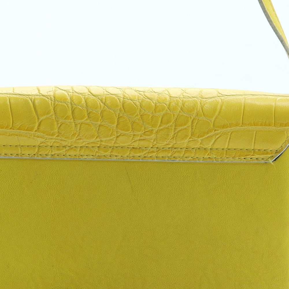 Dorothy Perkins Womens Yellow Polyurethane Crossbody Size Small - Croc Texture
