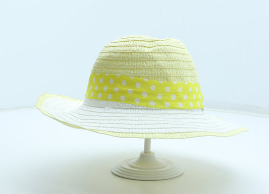 Preworn Girls Yellow Polka Dot Paper Sun Hat Size S
