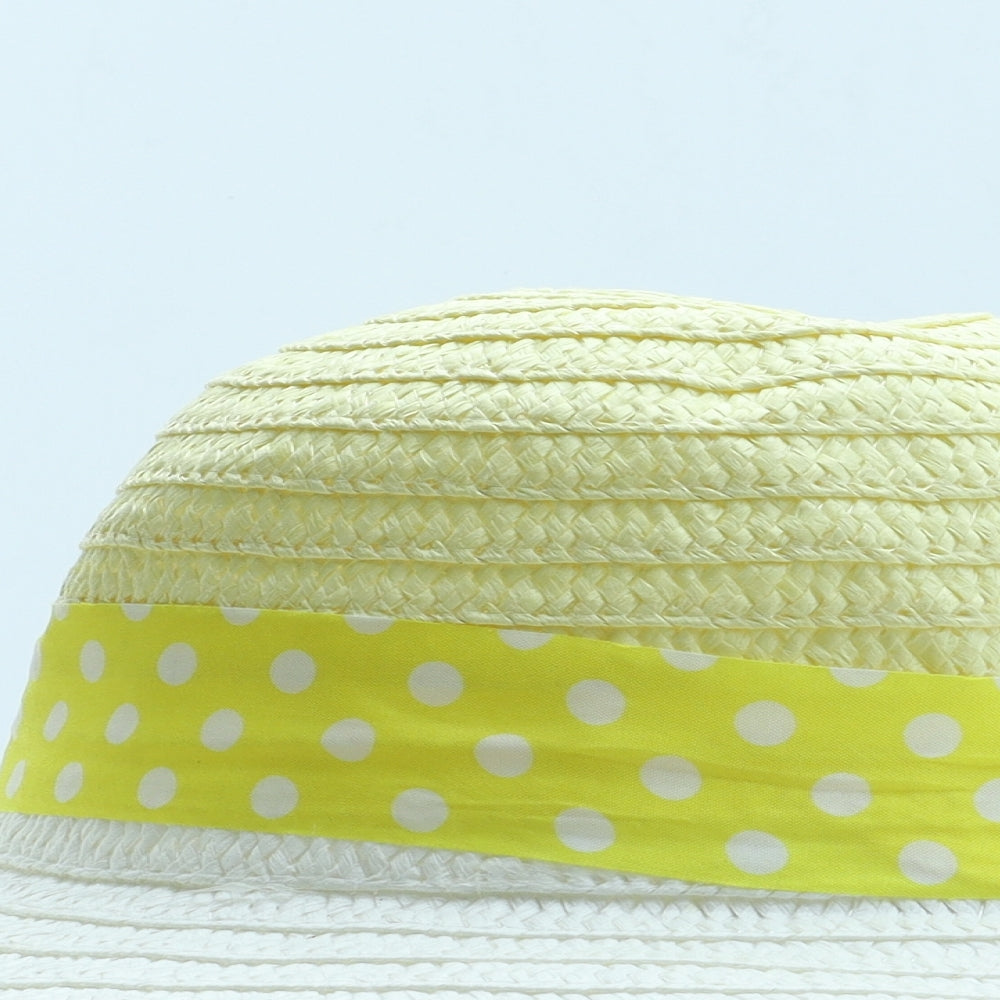 Preworn Girls Yellow Polka Dot Paper Sun Hat Size S