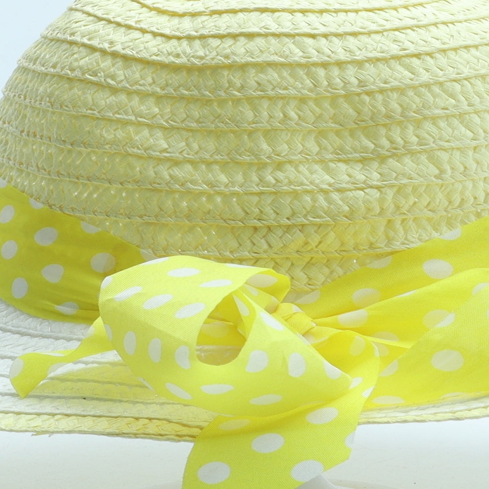 Preworn Girls Yellow Polka Dot Paper Sun Hat Size S