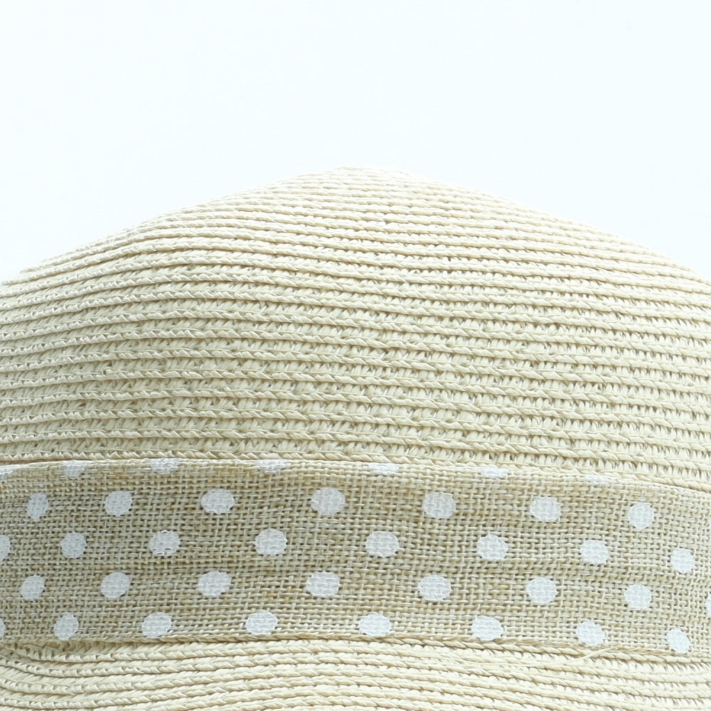 Preworn Womens Beige Polka Dot Paper Sun Hat One Size