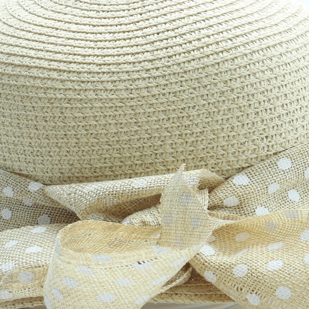 Preworn Womens Beige Polka Dot Paper Sun Hat One Size