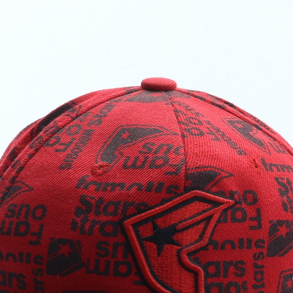 LIN Mens Red Geometric Polyester Baseball Cap Size 7 1/2