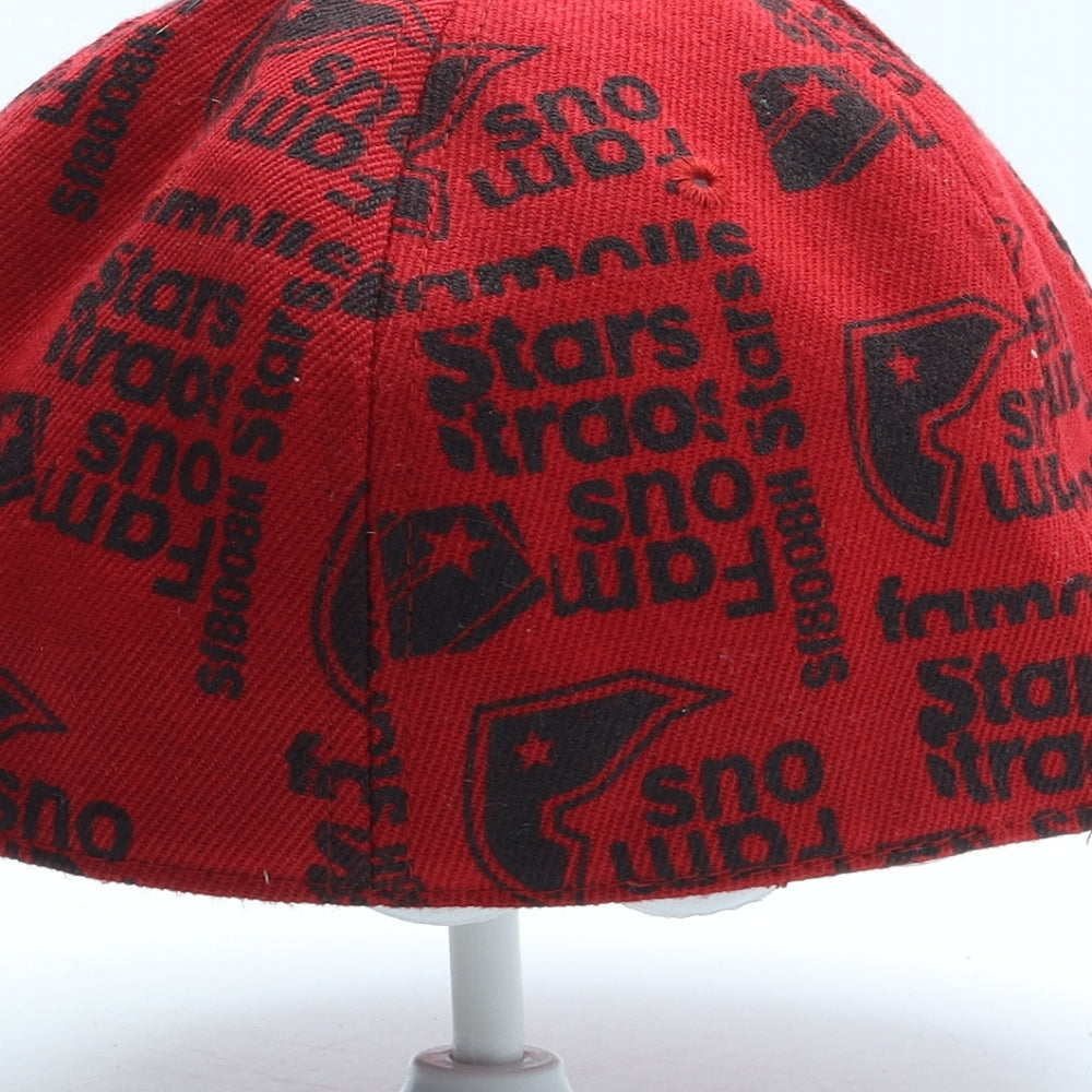 LIN Mens Red Geometric Polyester Baseball Cap Size 7 1/2