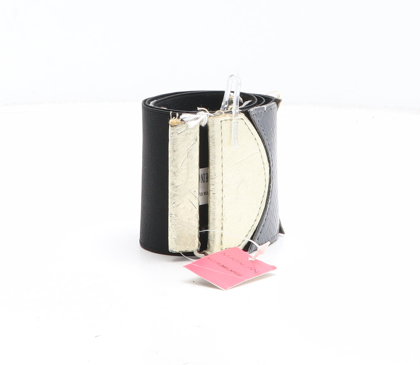 Matalan Womens Black Solid Polyester Waist Belt Belt Size M