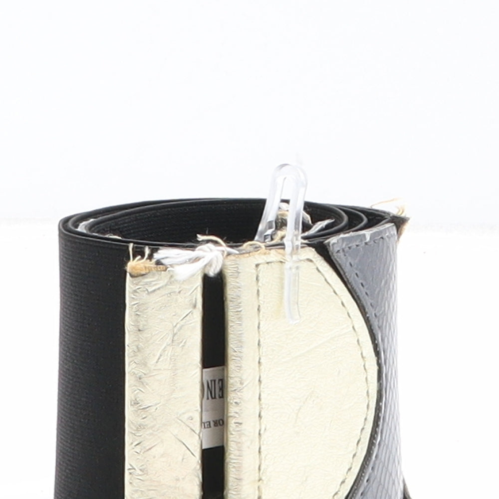 Matalan Womens Black Solid Polyester Waist Belt Belt Size M