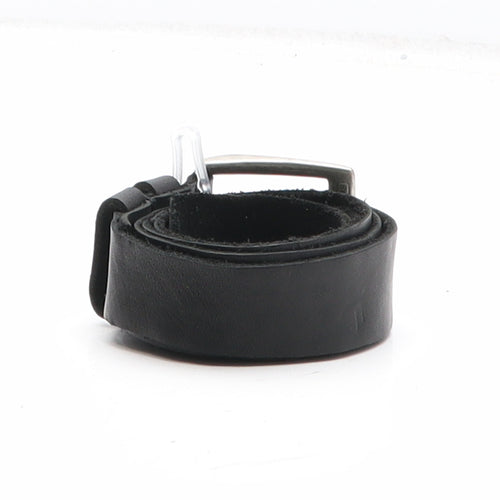 Preworn Mens Black Solid Leather Dress Belt Belt Size 40