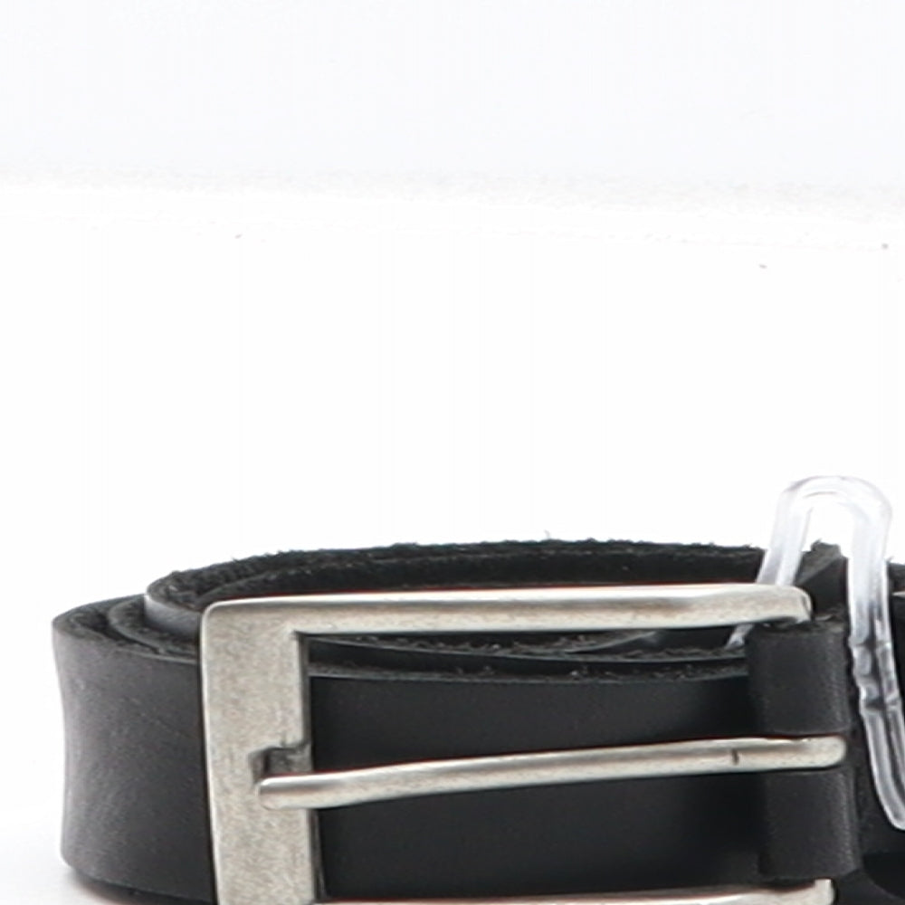 Preworn Mens Black Solid Leather Dress Belt Belt Size 40