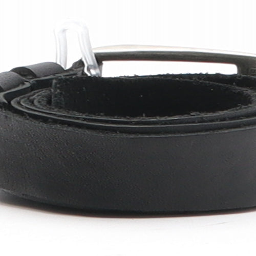 Preworn Mens Black Solid Leather Dress Belt Belt Size 40
