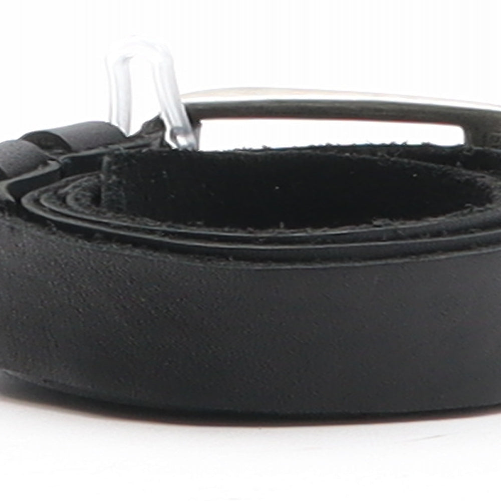 Preworn Mens Black Solid Leather Dress Belt Belt Size 40