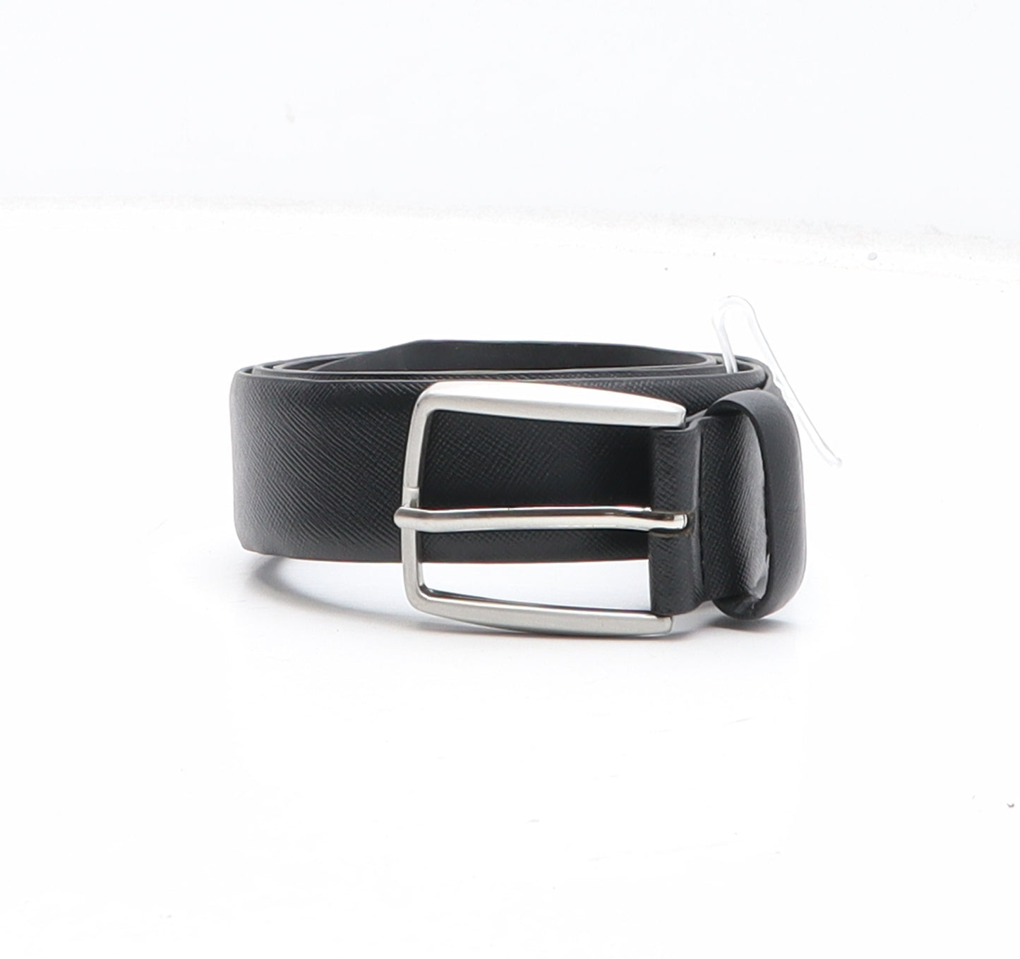 Preworn Mens Black Solid Leather Dress Belt Belt Size 34