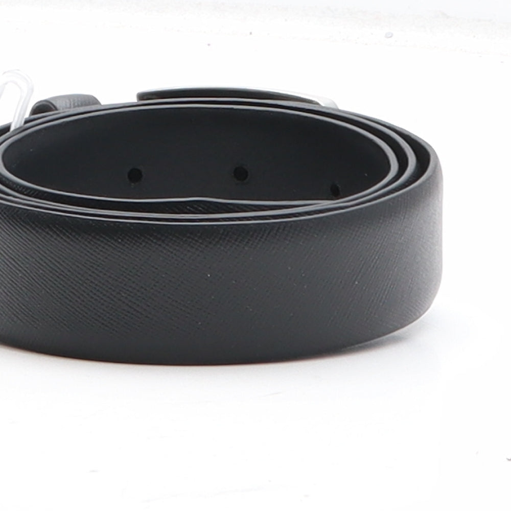 Preworn Mens Black Solid Leather Dress Belt Belt Size 34