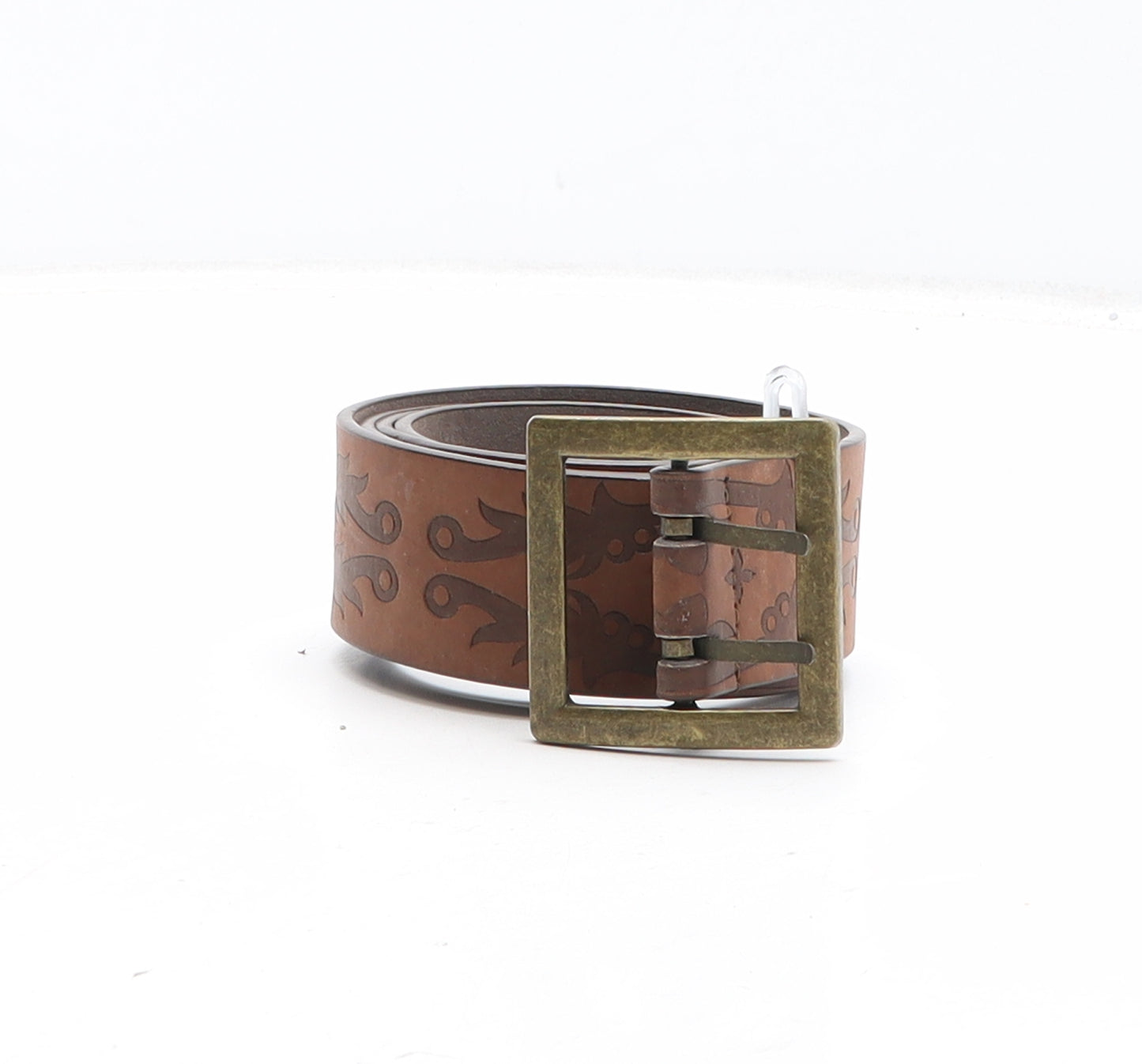 Preworn Womens Brown Floral Leather Dress Belt Belt One Size