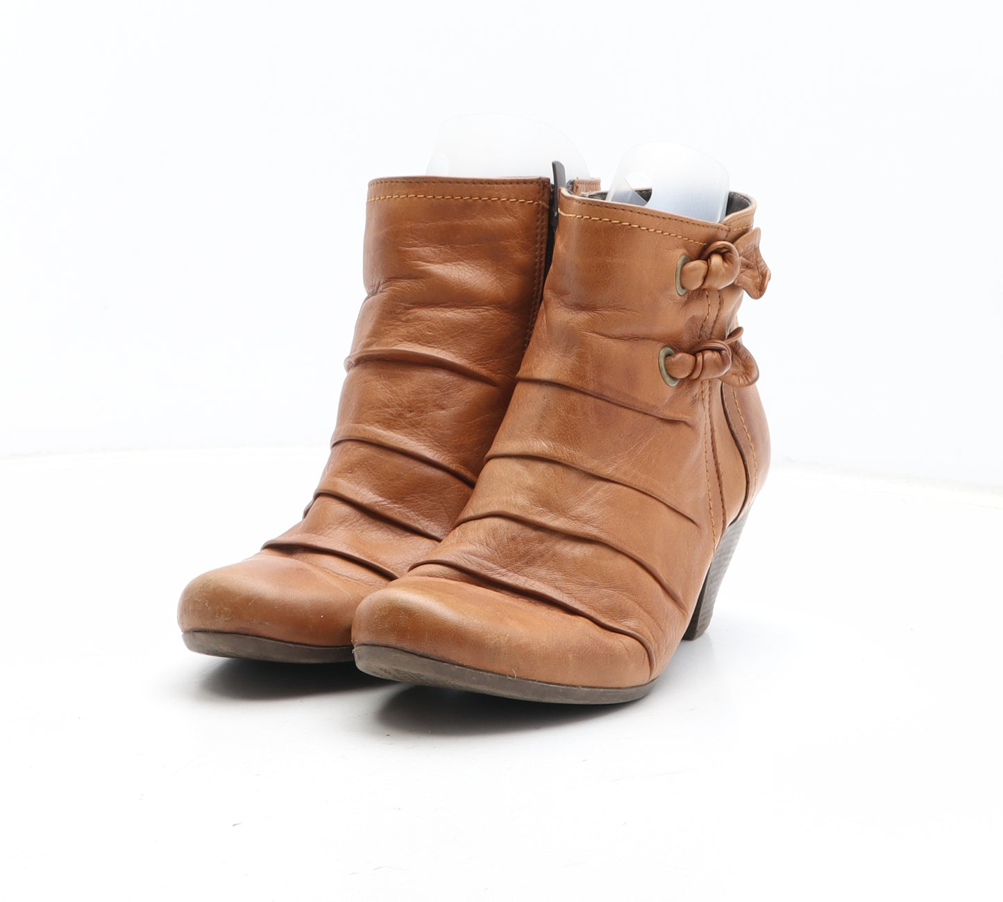 Pavers Womens Brown Herringbone Synthetic Bootie Boot UK