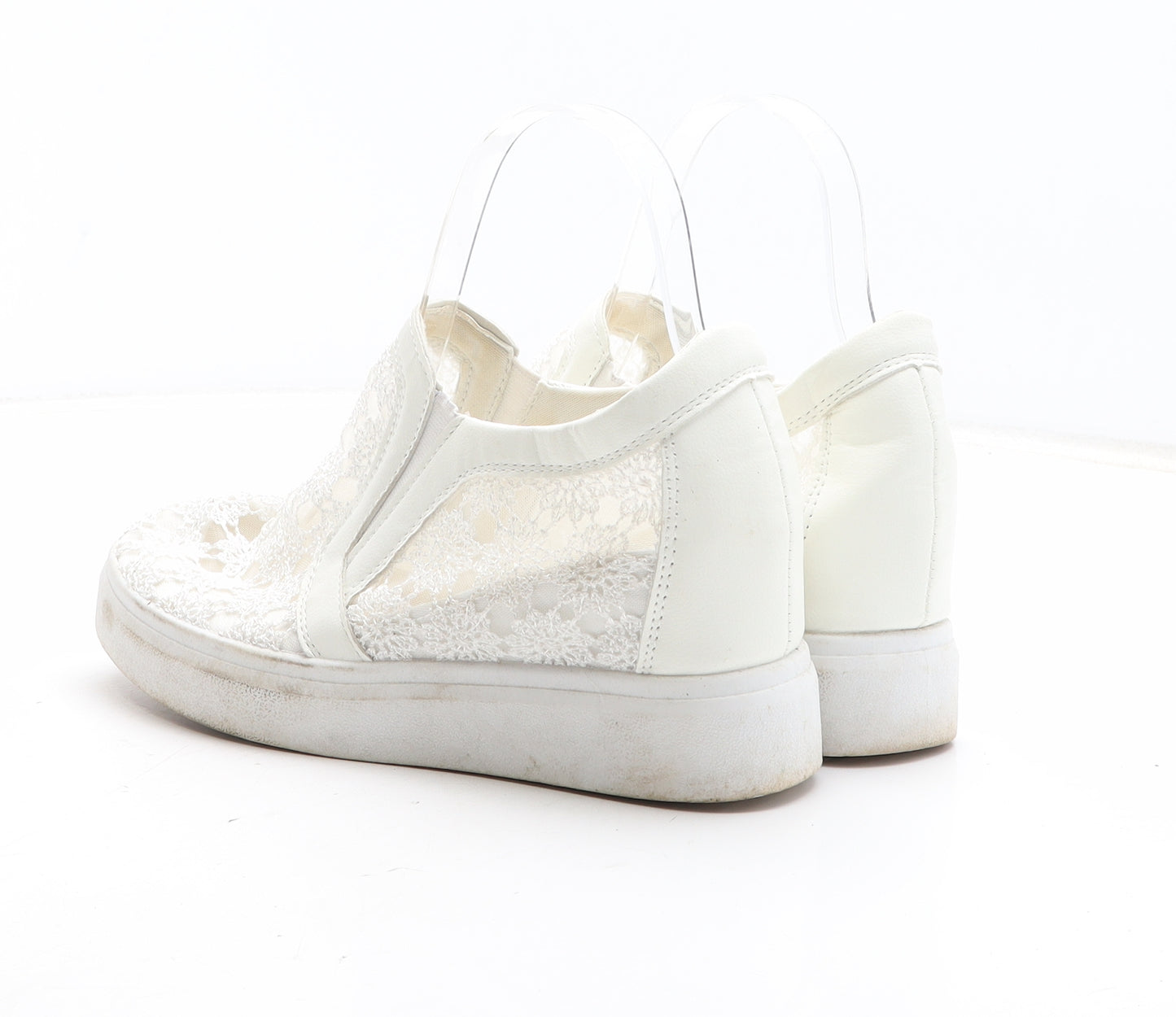 Preworn Womens White Geometric Synthetic Trainer UK