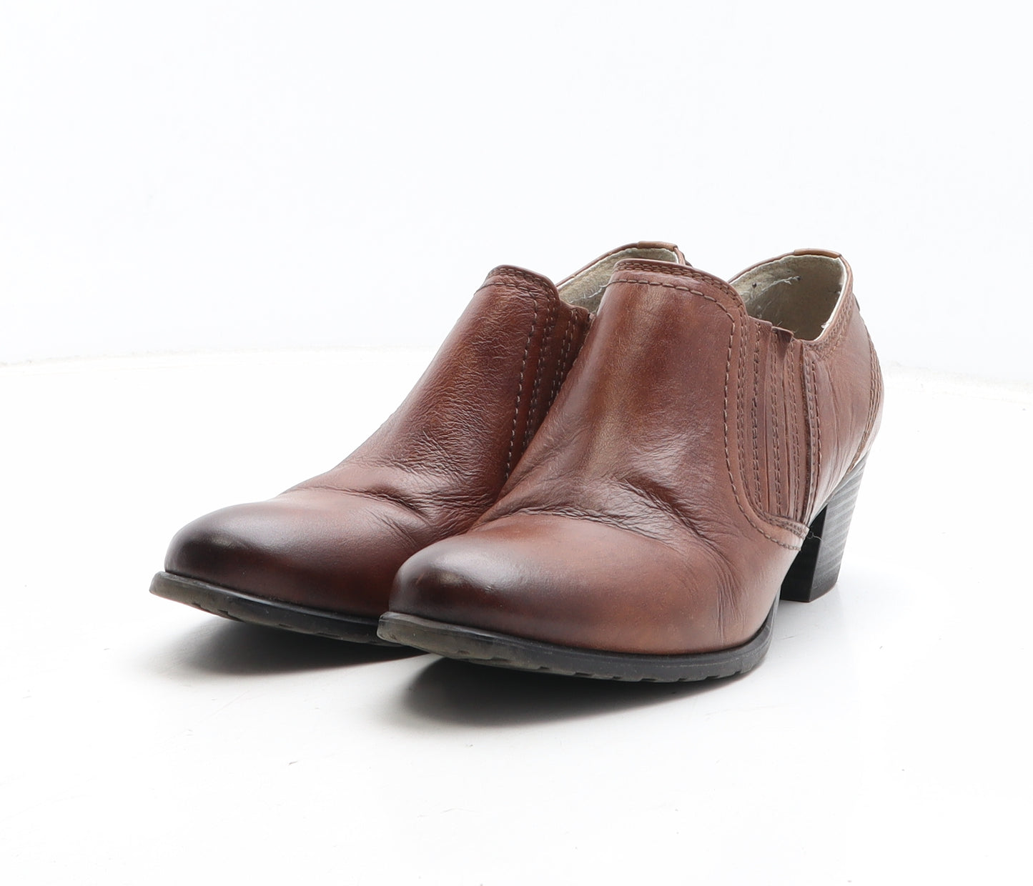 FootGlove Womens Brown Leather Bootie Boot UK