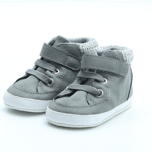 F&F Boys Grey Polyester Sneaker Trainer UK 0-6 Months