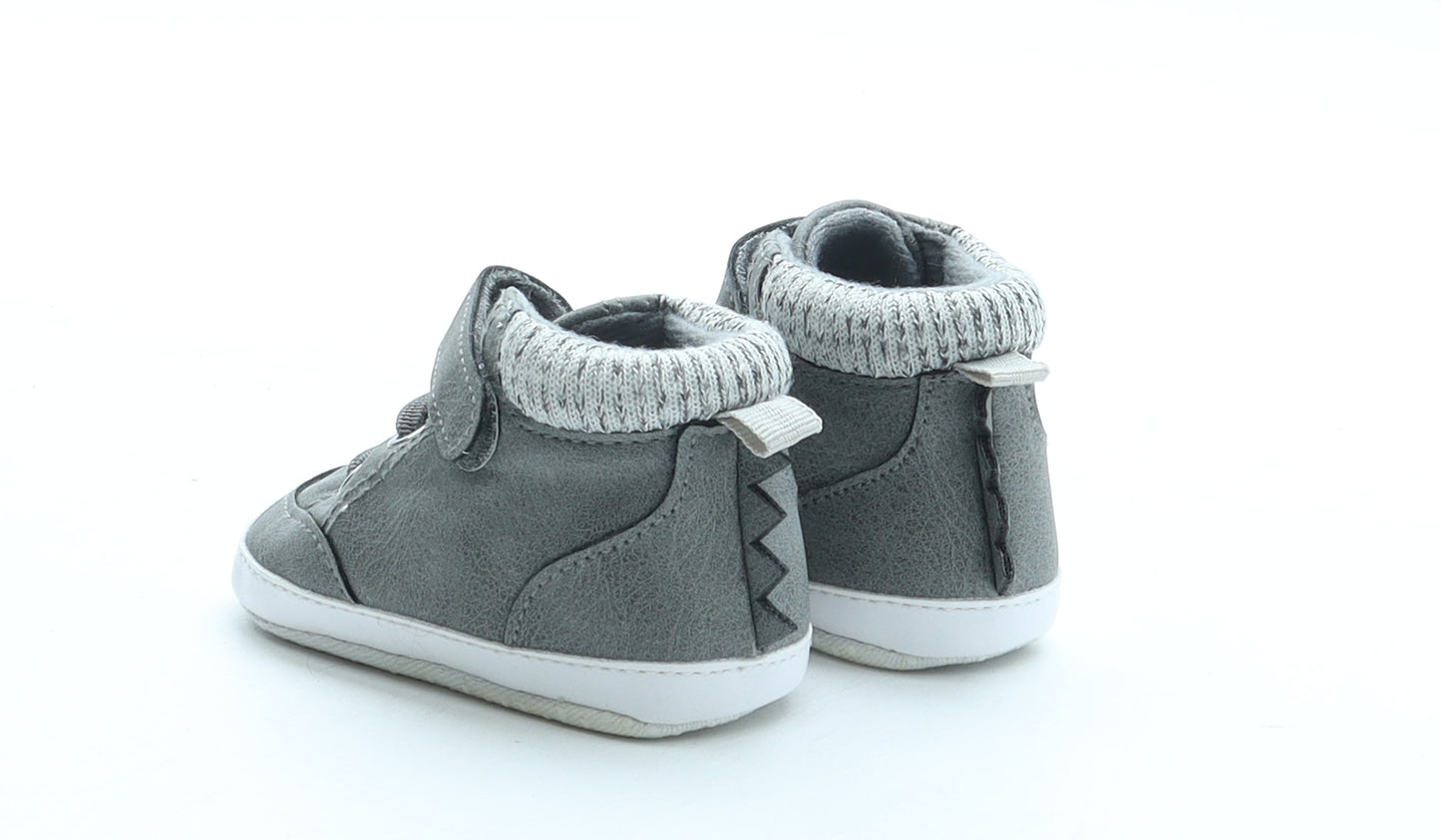 F&F Boys Grey Polyester Sneaker Trainer UK 0-6 Months