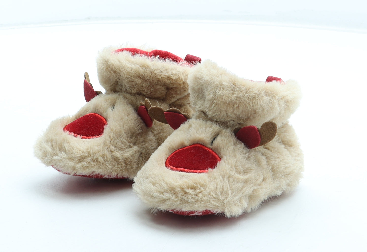 PEP&CO Unisex Baby & Toddler Beige Polyester Bootie Boot UK 6-12 Months - Christmas Rudolph