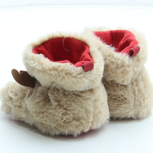 PEP&CO Unisex Baby & Toddler Beige Polyester Bootie Boot UK 6-12 Months - Christmas Rudolph