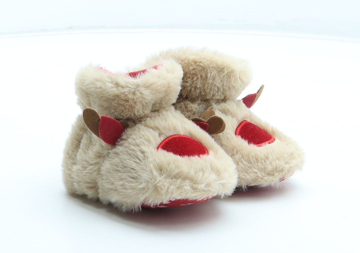 PEP&CO Unisex Baby & Toddler Beige Polyester Bootie Boot UK 6-12 Months - Christmas Rudolph
