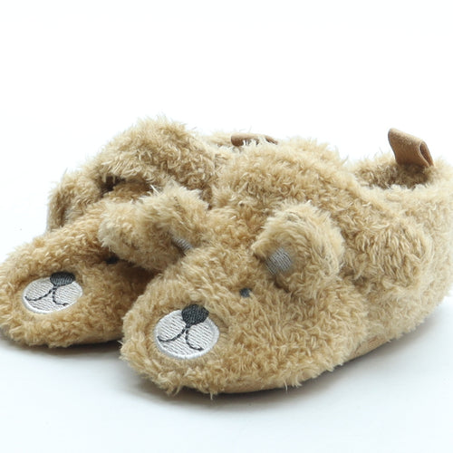 NEXT Girls Brown Polyester Slip On Slipper UK 6-12 Months - Bear