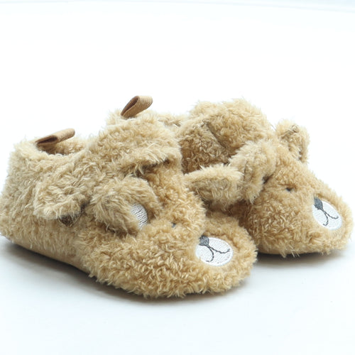 NEXT Girls Brown Polyester Slip On Slipper UK 6-12 Months - Bear