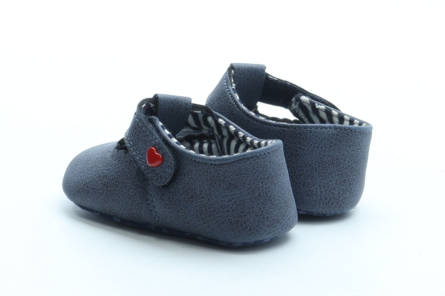 Mothercare Girls Blue Polyurethane Mary Jane Flat UK 0-6 Months - Heart detail
