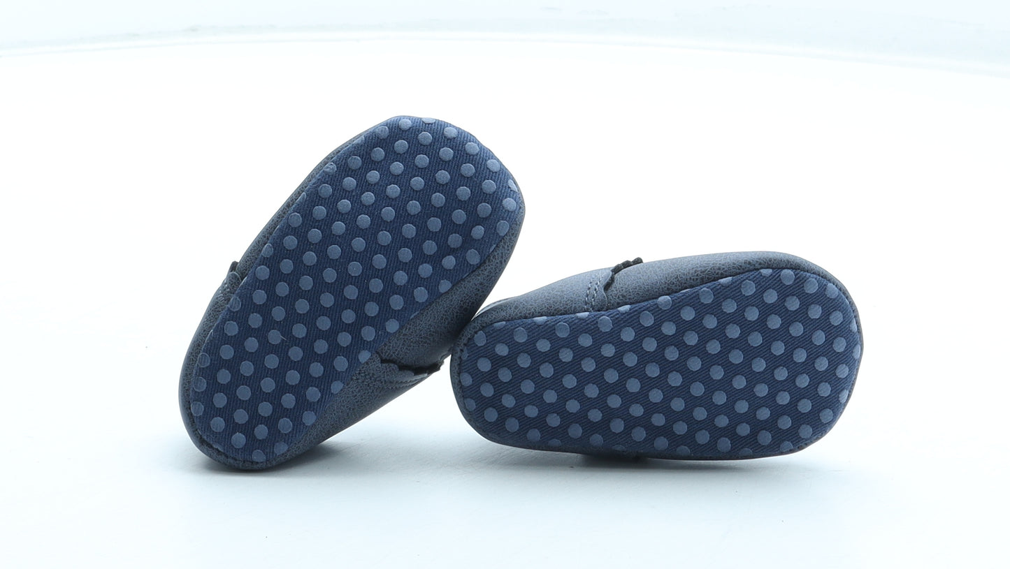 Mothercare Girls Blue Polyurethane Mary Jane Flat UK 0-6 Months - Heart detail
