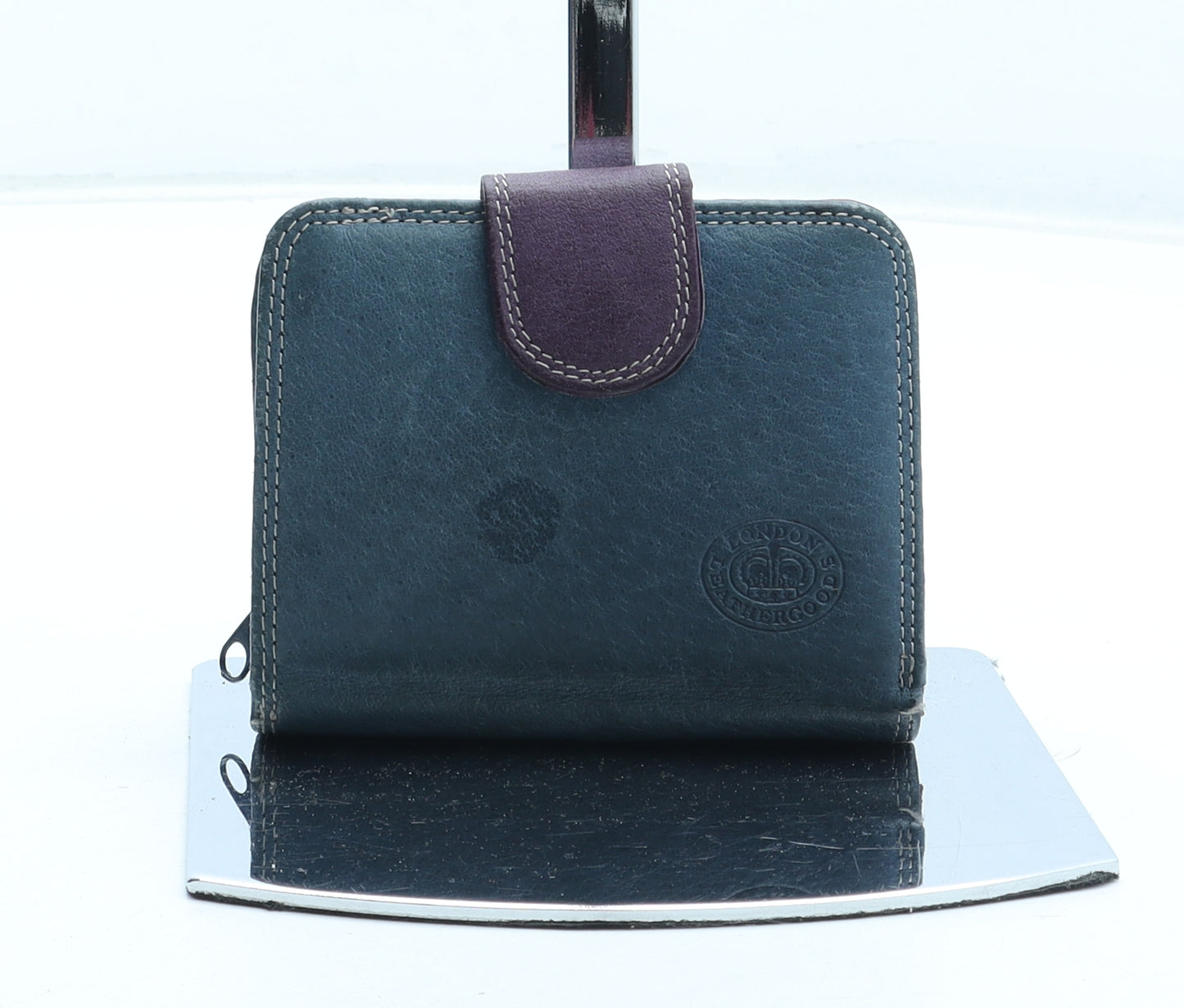 London Leathergoods Womens Blue Leather Bow Tie Wallet Size S