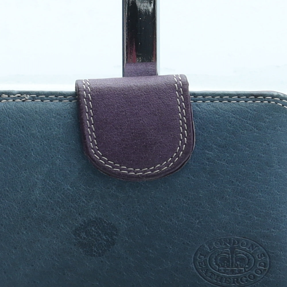 London Leathergoods Womens Blue Leather Bow Tie Wallet Size S