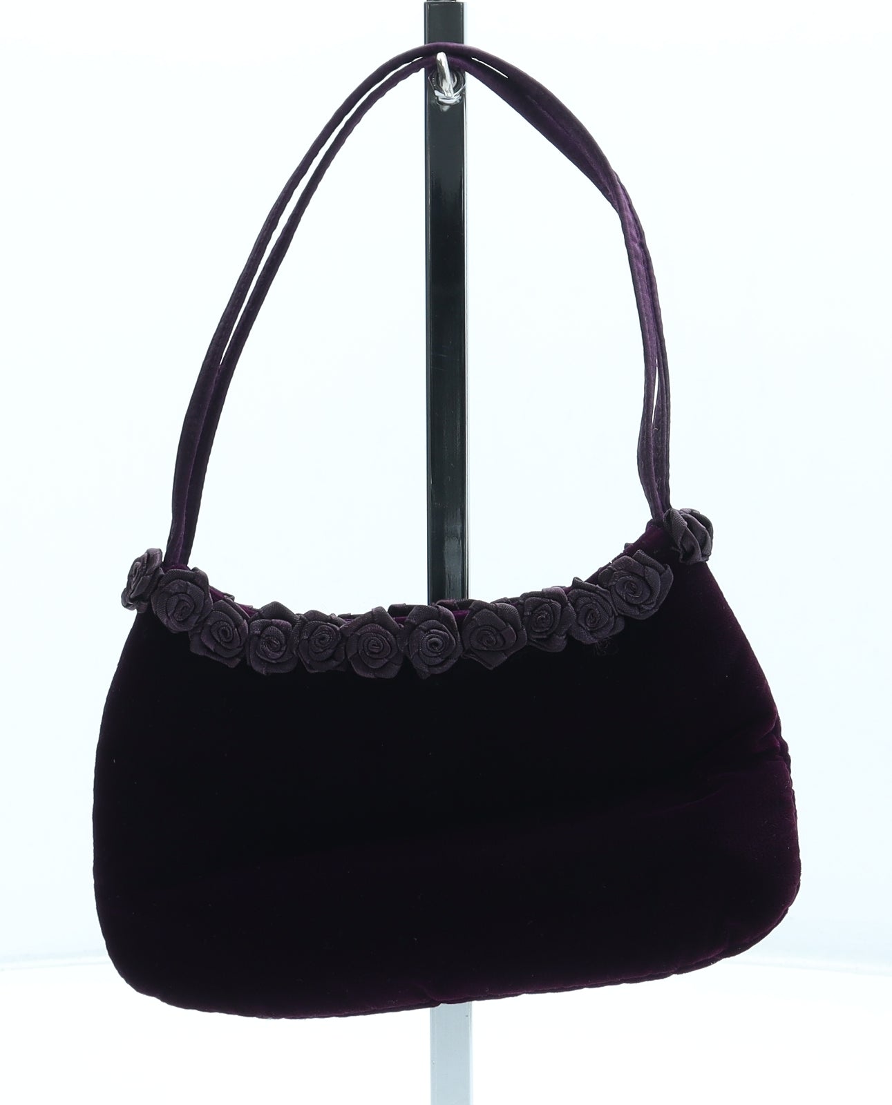 Preworn Womens Purple Polyester Top Handle Bag Size Small - Flower Detail