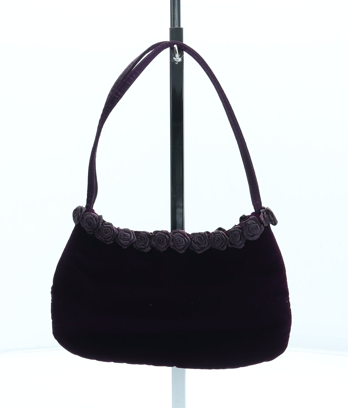 Preworn Womens Purple Polyester Top Handle Bag Size Small - Flower Detail