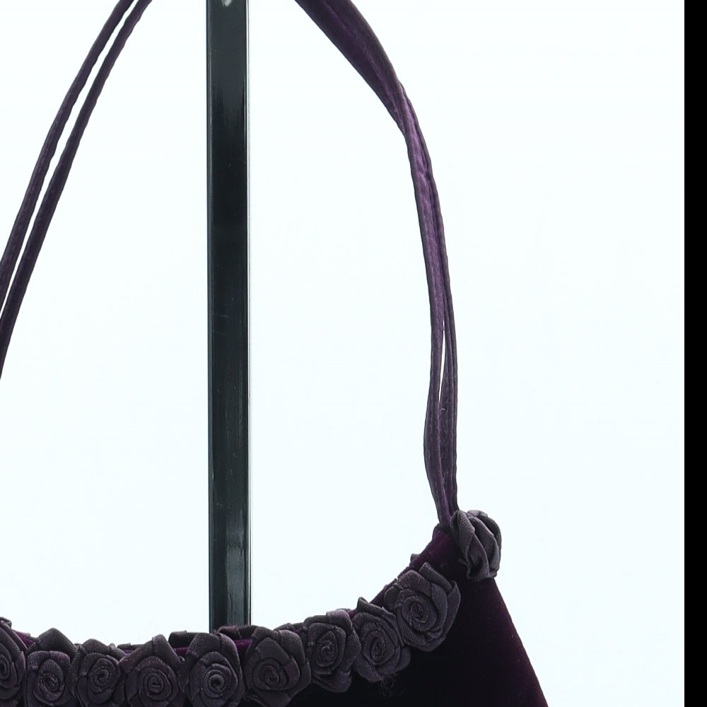 Preworn Womens Purple Polyester Top Handle Bag Size Small - Flower Detail
