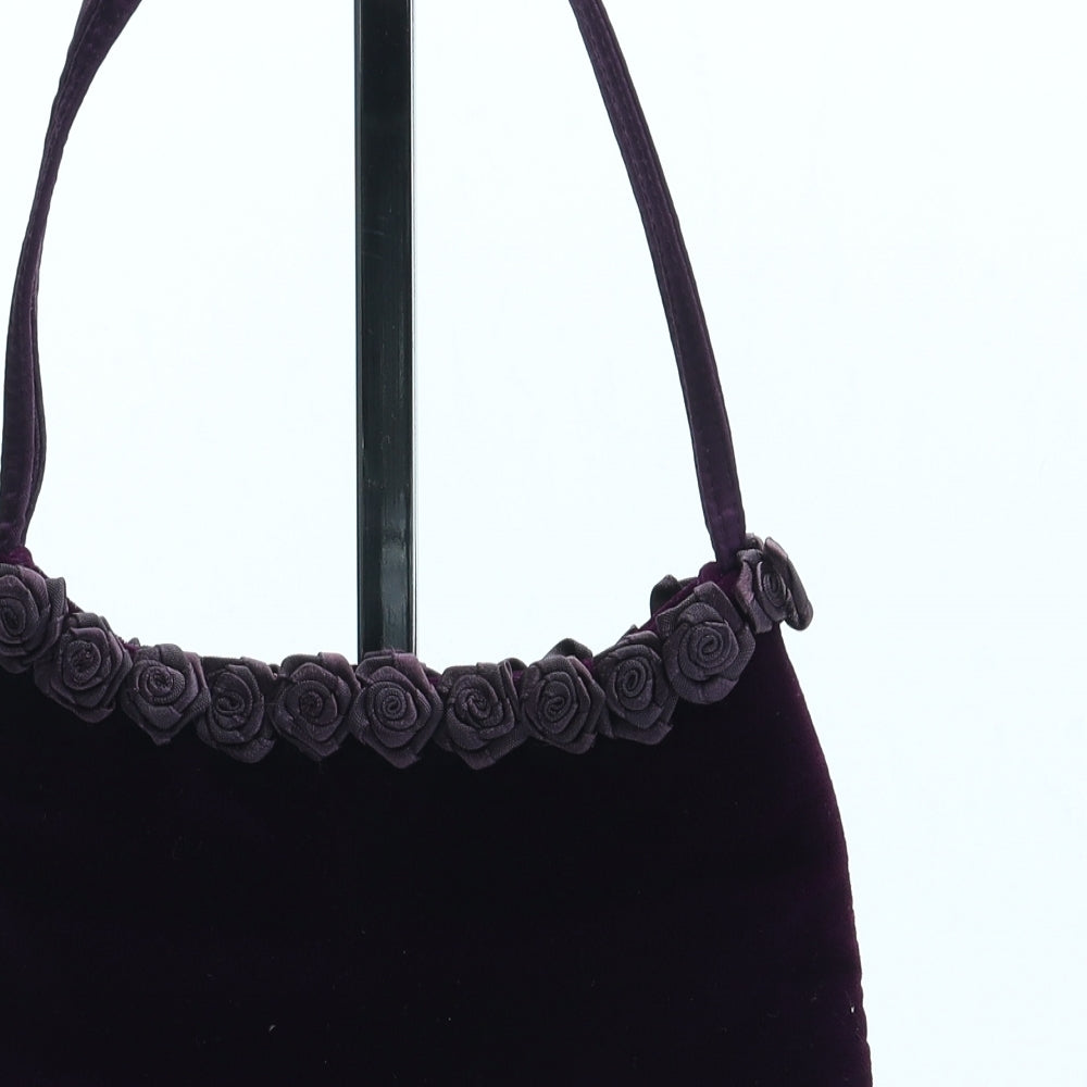 Preworn Womens Purple Polyester Top Handle Bag Size Small - Flower Detail