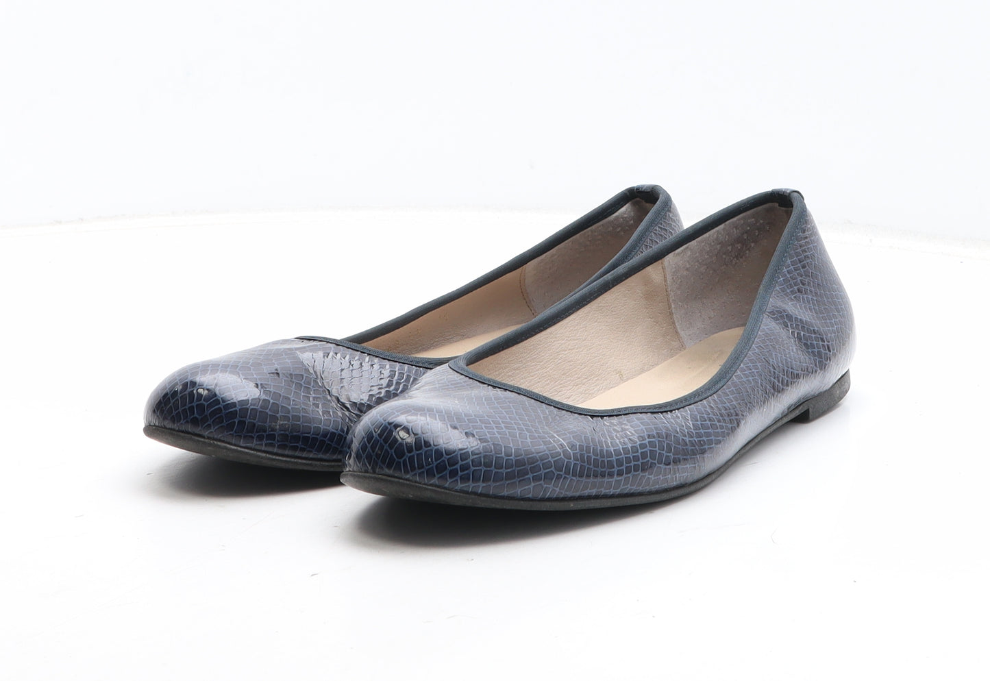 LTS Womens Blue Animal Print Leather Flat UK - Croc Texture