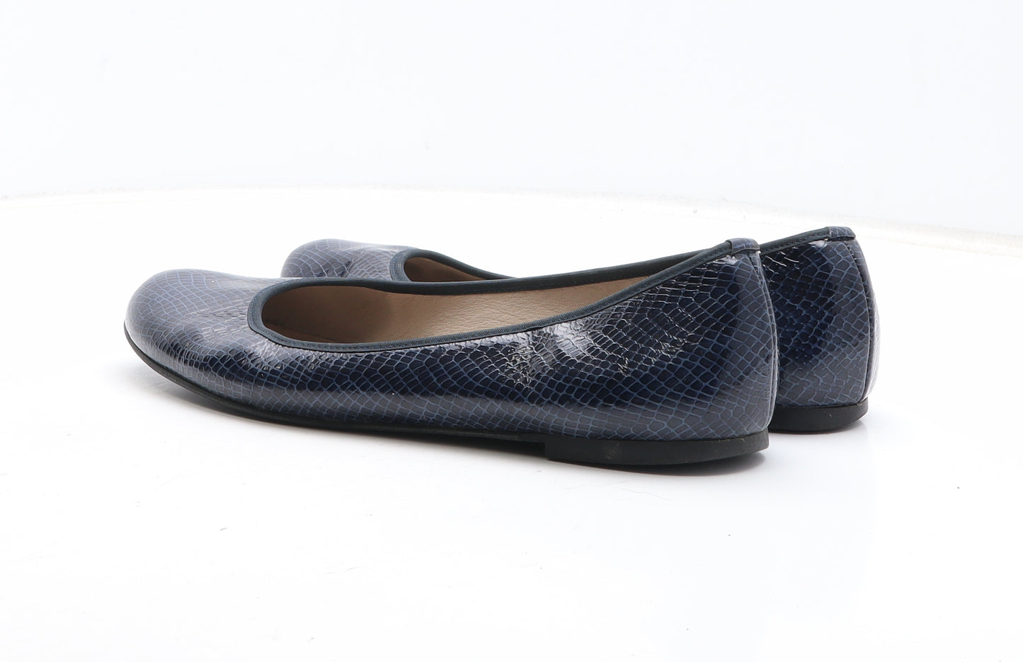 LTS Womens Blue Animal Print Leather Flat UK - Croc Texture