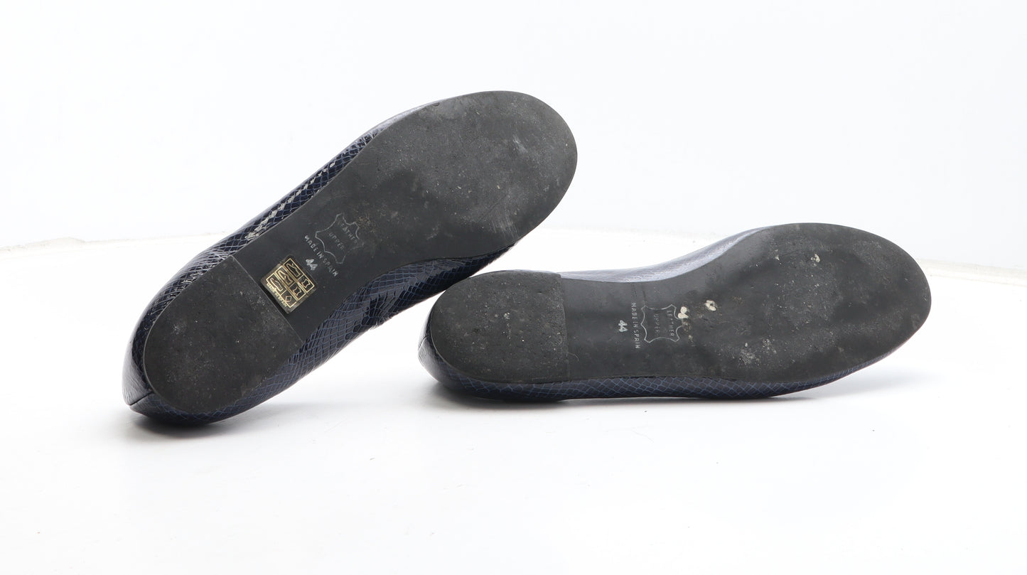LTS Womens Blue Animal Print Leather Flat UK - Croc Texture