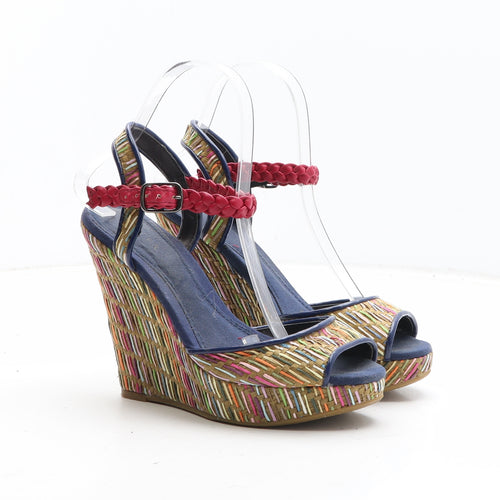 Preworn Womens Multicoloured Geometric Synthetic Strappy Heel UK